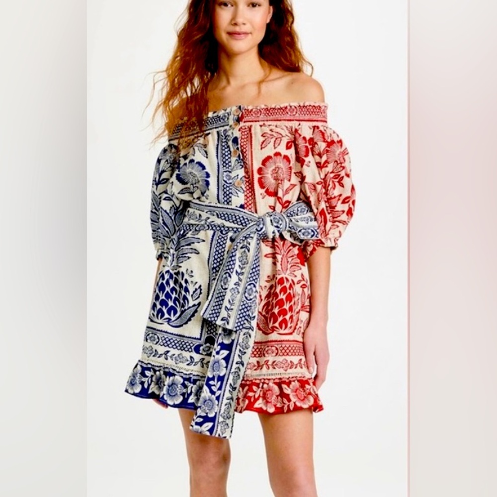 Farm Rio Mixed Pineapple Garden Mini Dress